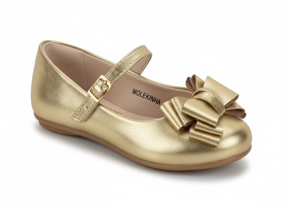 Molekinha Sapatilha Dourada Brilho Encantador Infantil