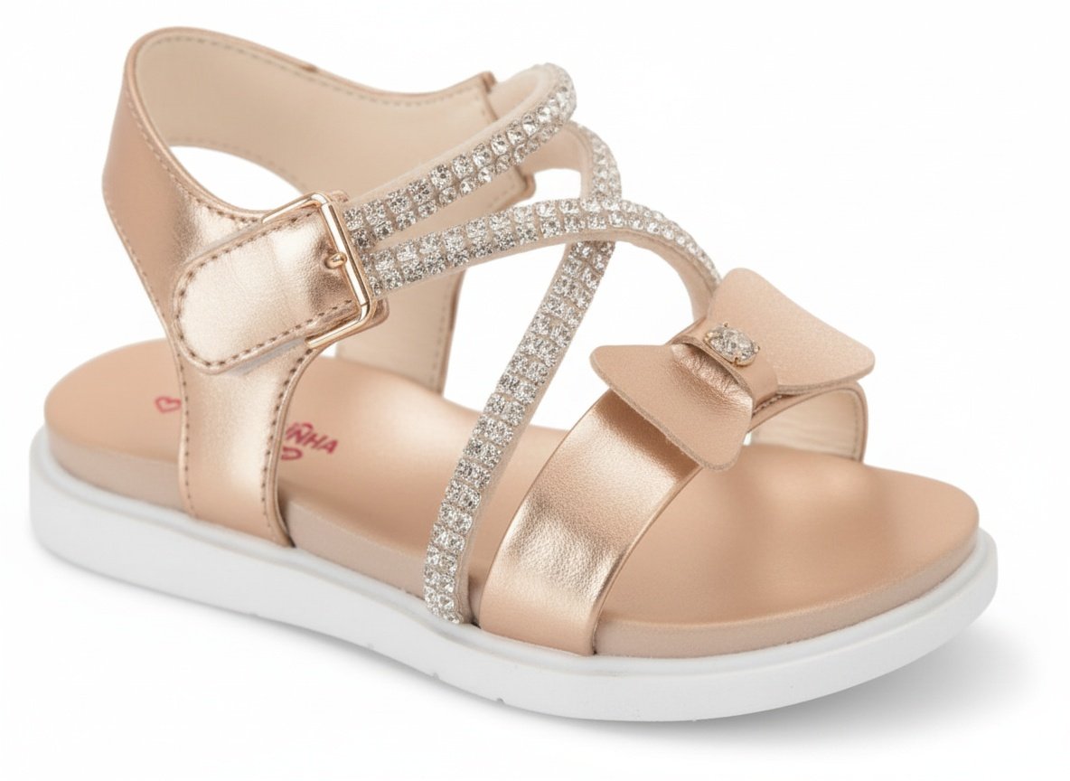Molekinha Sandalia Infantil Ouro Rosado Perola Radiante