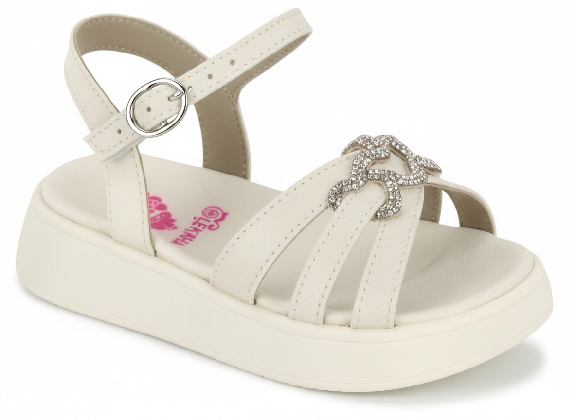 Molekinha Sandalia Infantil Turim Branco Brilho Divertido