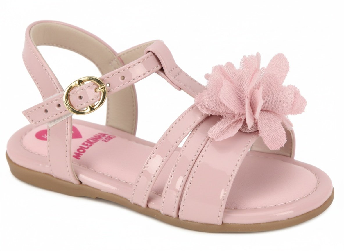 Sandalia Molekinha Rosa Verniz Ajuste Confortavel
