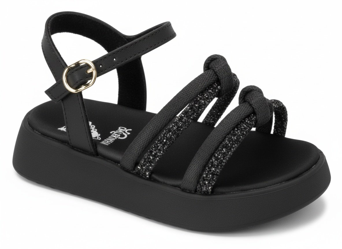 Molekinha Sandalia Infantil Preto Brilho Grafite