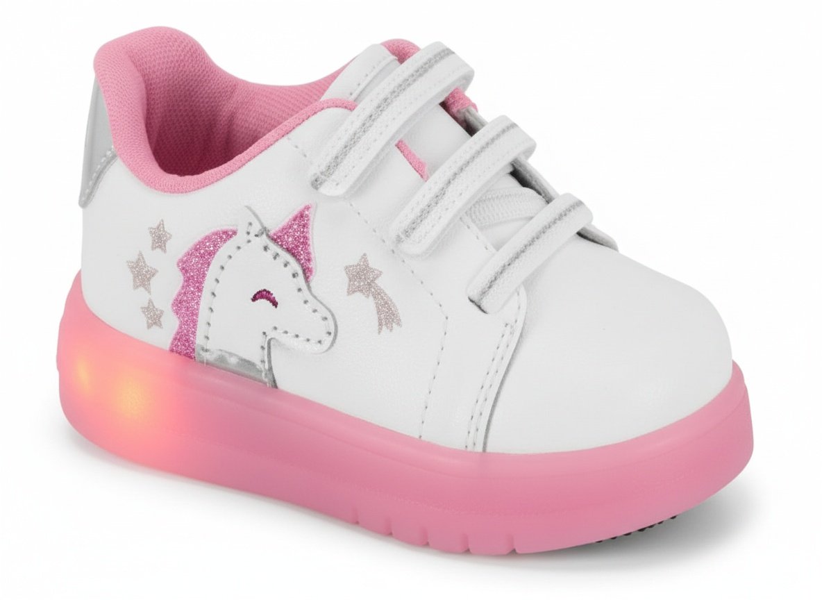 Molekinha Tenis Turim Branco Prata Rosa Brilho Leveza Infantil