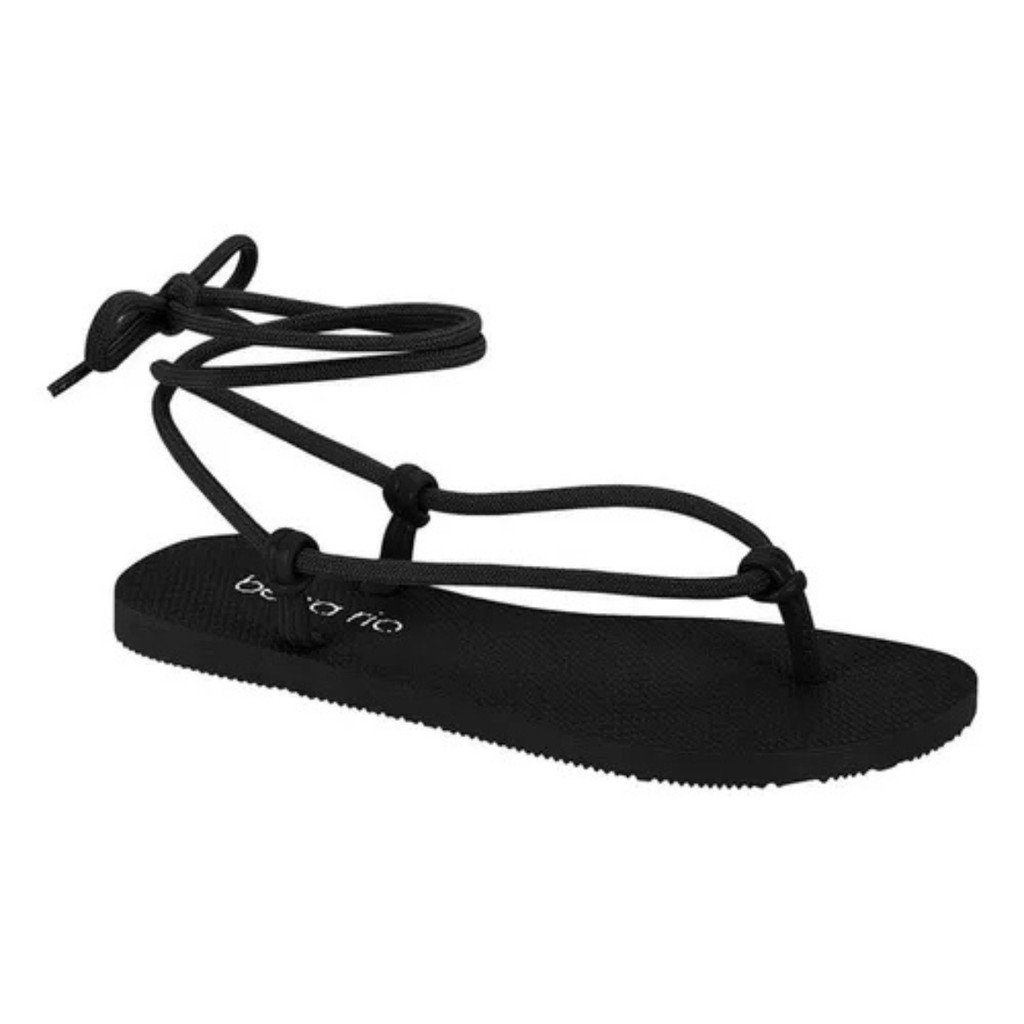 Sandalia Chinelo Beira Rio Cadarco de Amarrar Feminino Preto Preto 5