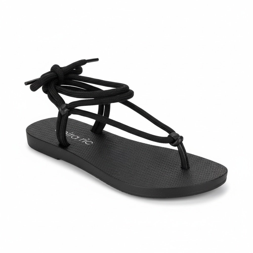 Sandalia Chinelo Beira Rio Cadarco de Amarrar Feminino Preto Preto 2