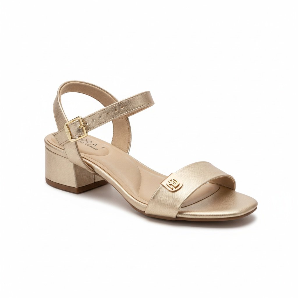 Sandalia Modare Feminina Dourado Camel Conforto Anatomico 