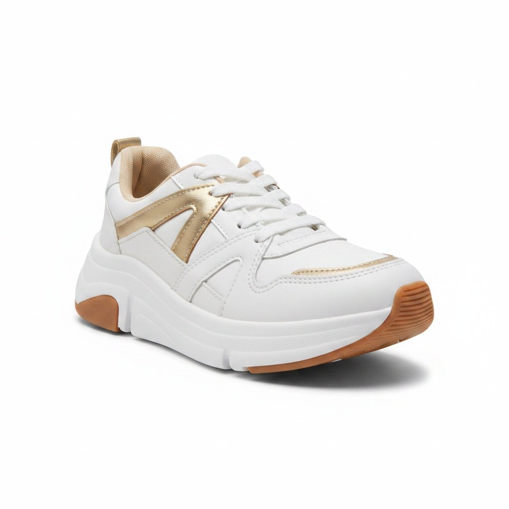 Tenis Modare Conforto Premium Branco Dourado