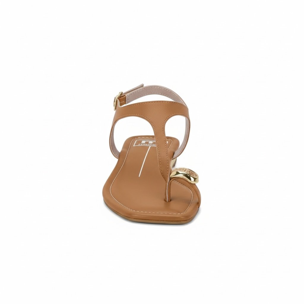 Sandalia Moleca Feminina Camel Versatil  Antiderrapante Marrom 3