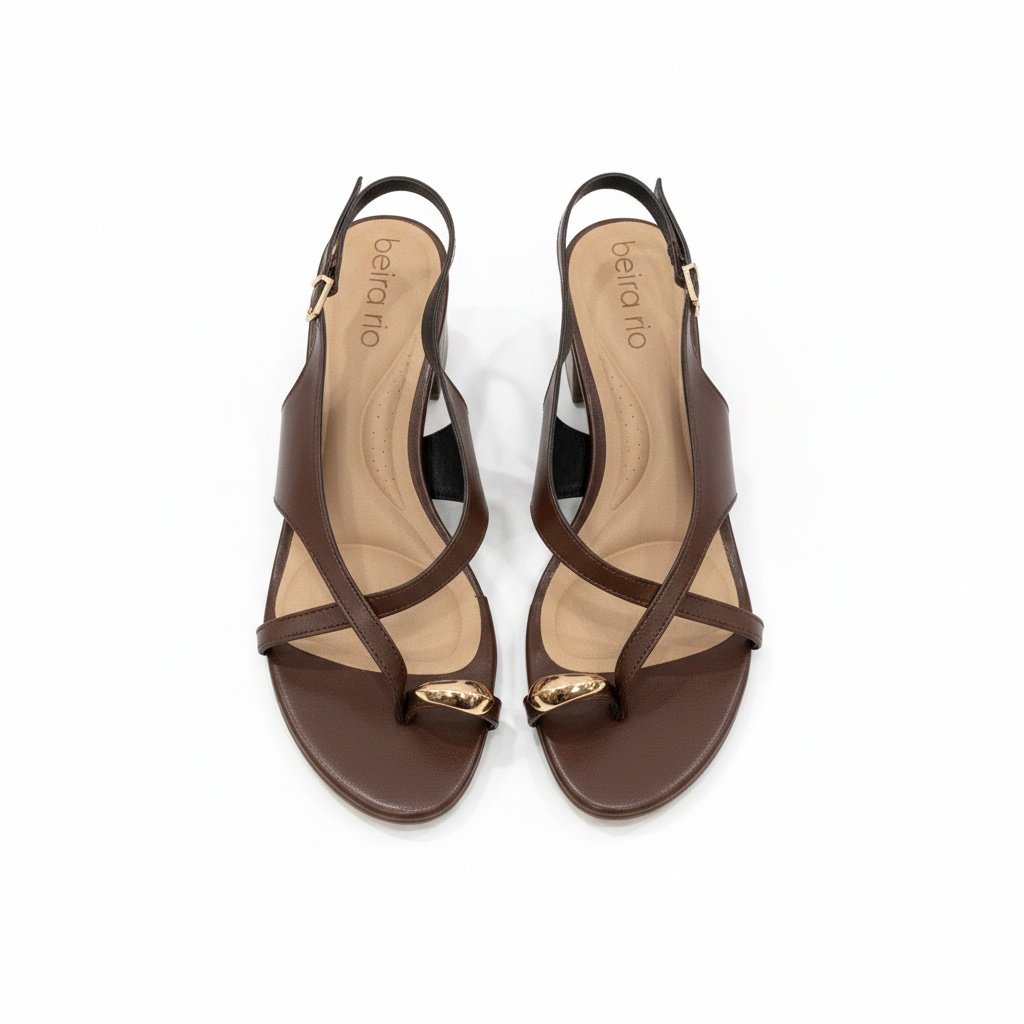 Sandalia Beira Rio Conhaque Napa Design Moderno Confortavel Marrom 5