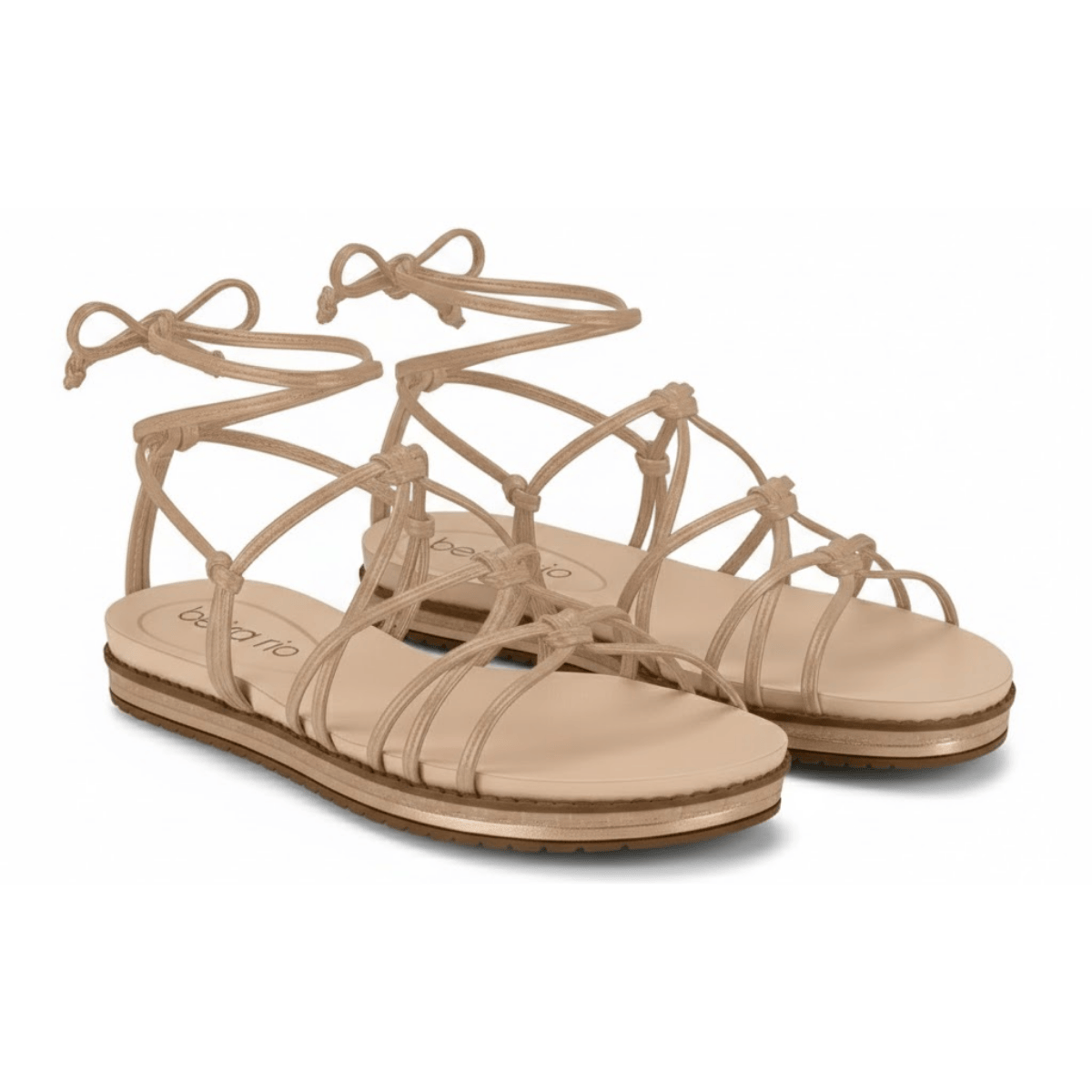 Sandalia Beira Rio Feminina Ajustavel Ouro Rosado Casual Bege 4