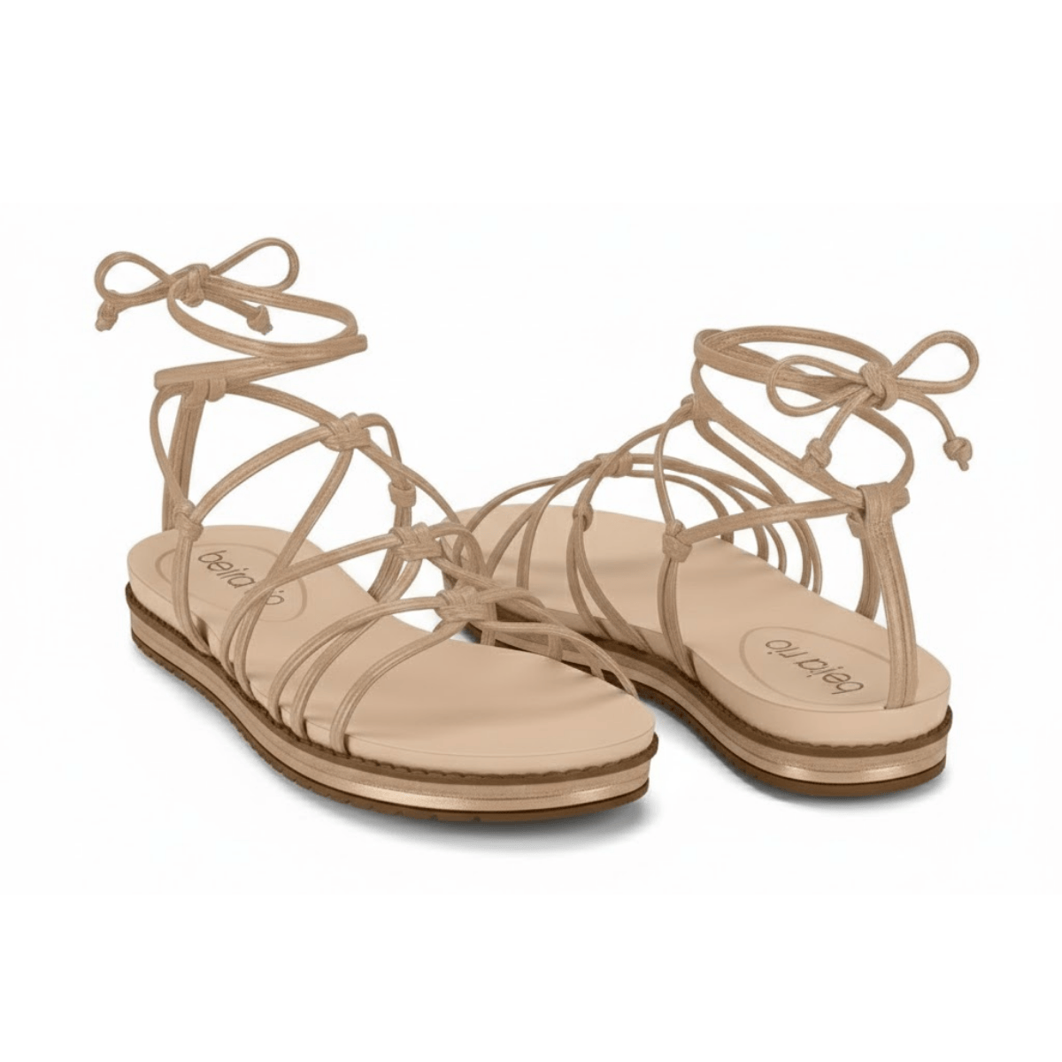 Sandalia Beira Rio Feminina Ajustavel Ouro Rosado Casual Bege 5