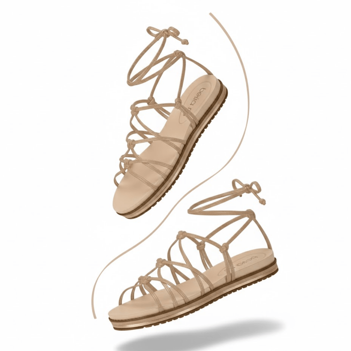 Sandalia Beira Rio Feminina Ajustavel Ouro Rosado Casual Bege 6