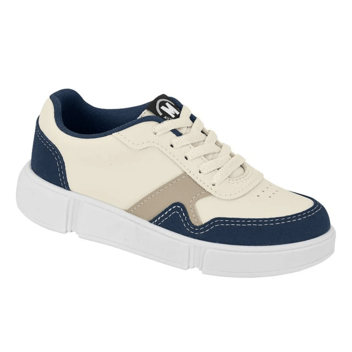 Tenis Molekinho Infantil Napa Branco Off Marinho Areia