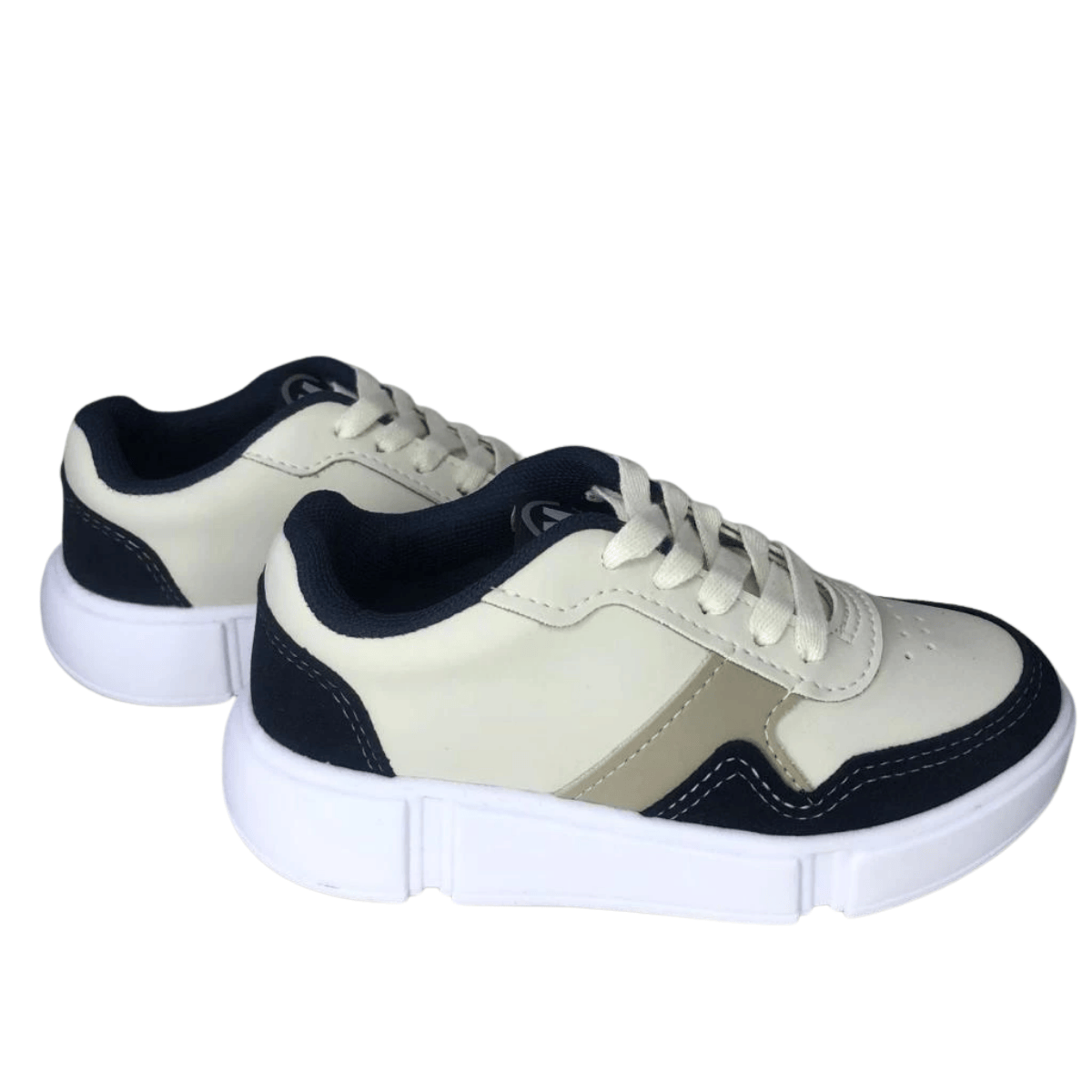 Tenis Molekinho Infantil Napa Branco Off Marinho Areia Bege 2