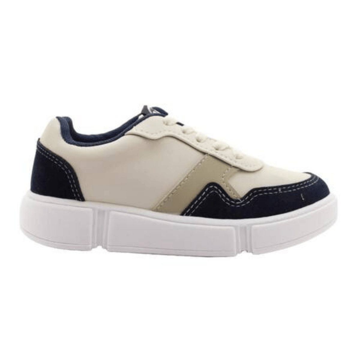 Tenis Molekinho Infantil Napa Branco Off Marinho Areia Bege 4
