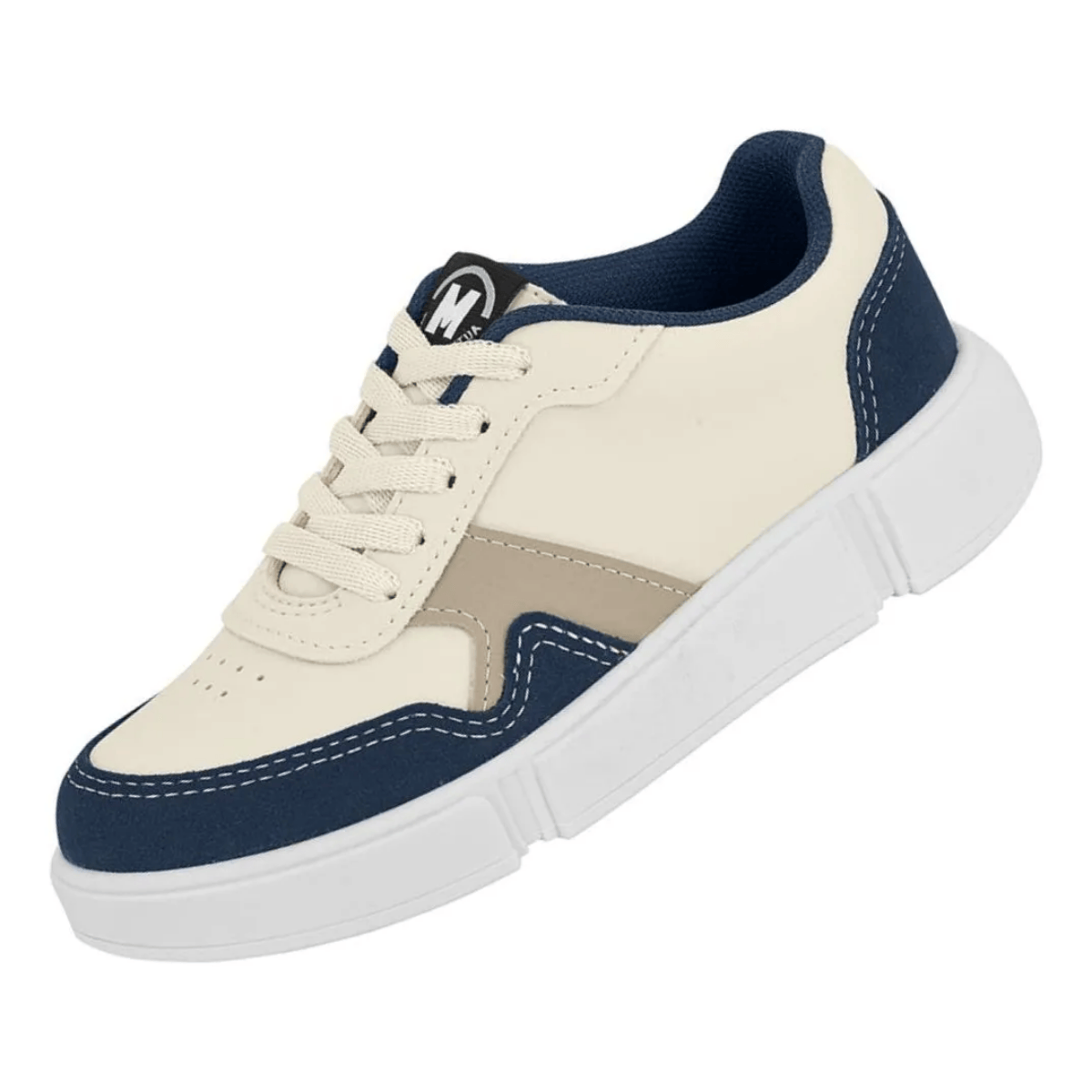 Tenis Molekinho Infantil Napa Branco Off Marinho Areia Bege 5