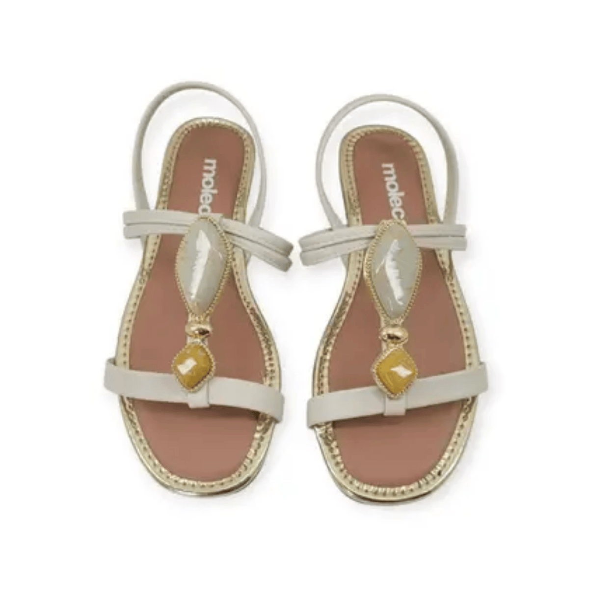 Sandalia Moleca Elastico Branco Off Feminina Ortopedica Branco 2