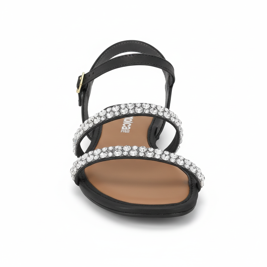 Sandalia Moleca Napa Turim Preto Cristal Feminina Versatil Preto 2