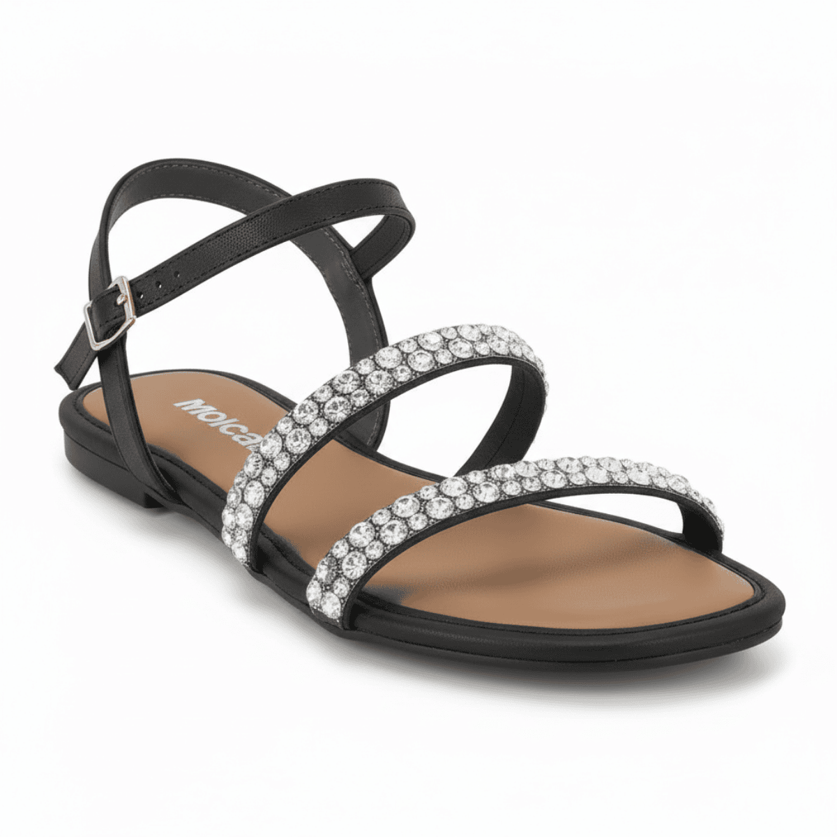 Sandalia Moleca Napa Turim Preto Cristal Feminina Versatil Preto 3