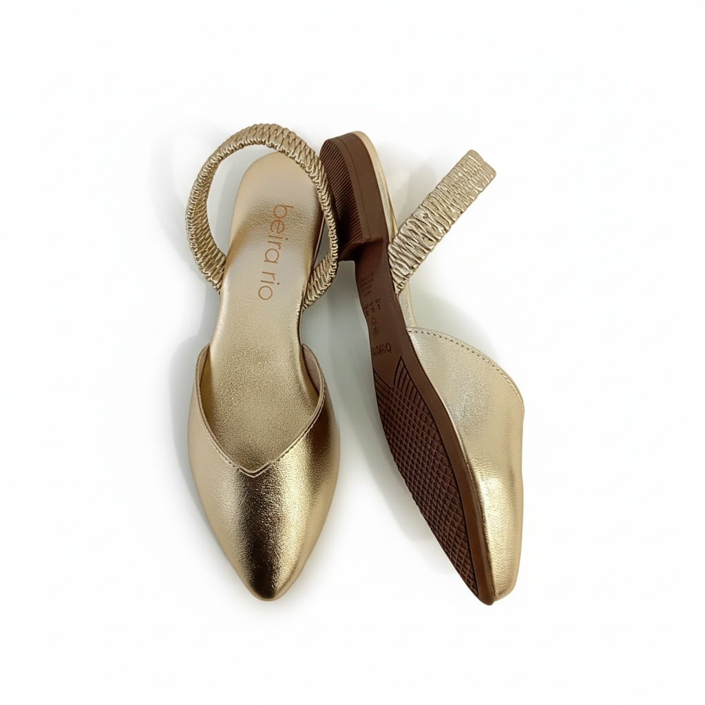 Mule Beira Rio Dourada Brilhante Versatilidade Casual Dourado 4
