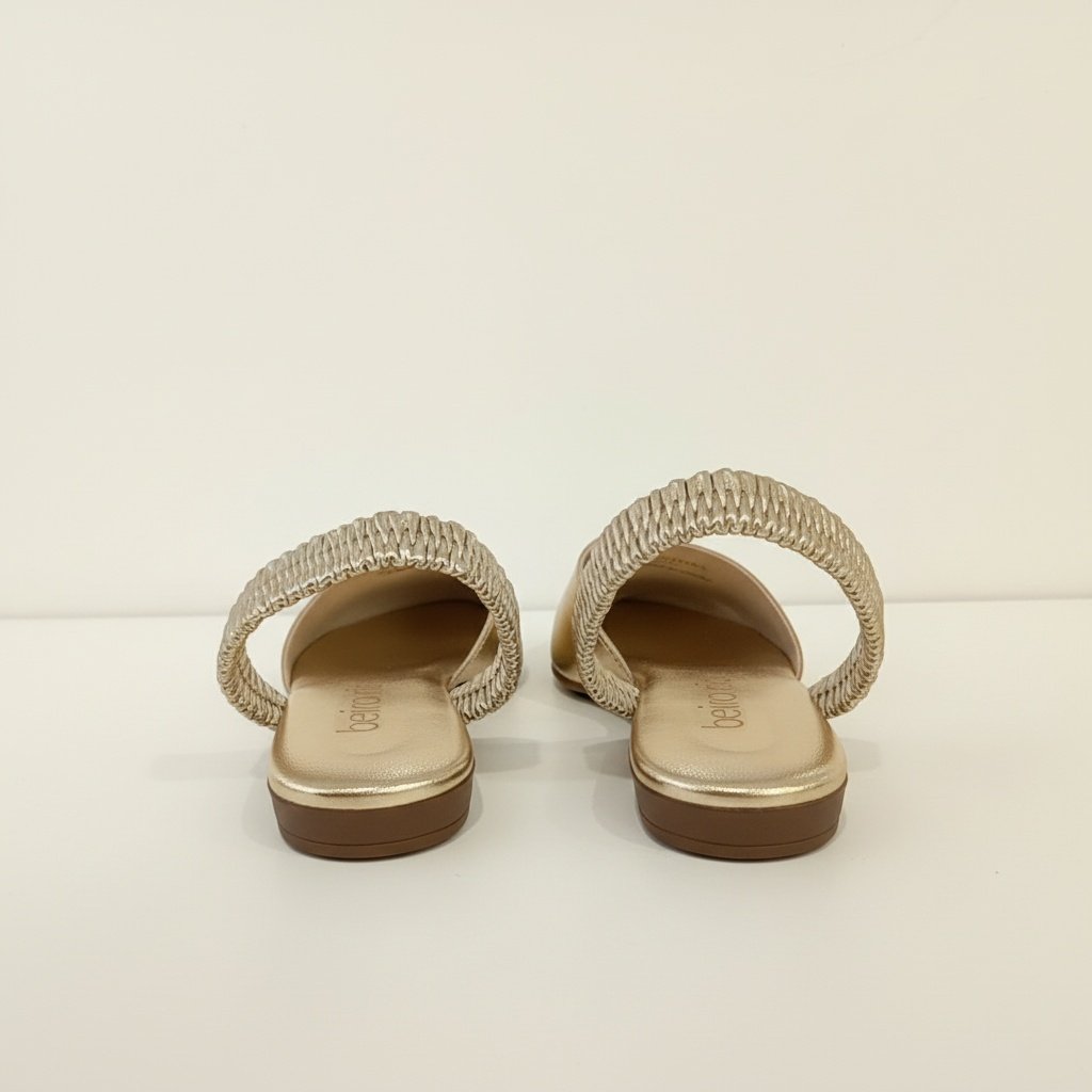 Mule Beira Rio Dourada Brilhante Versatilidade Casual Dourado 5