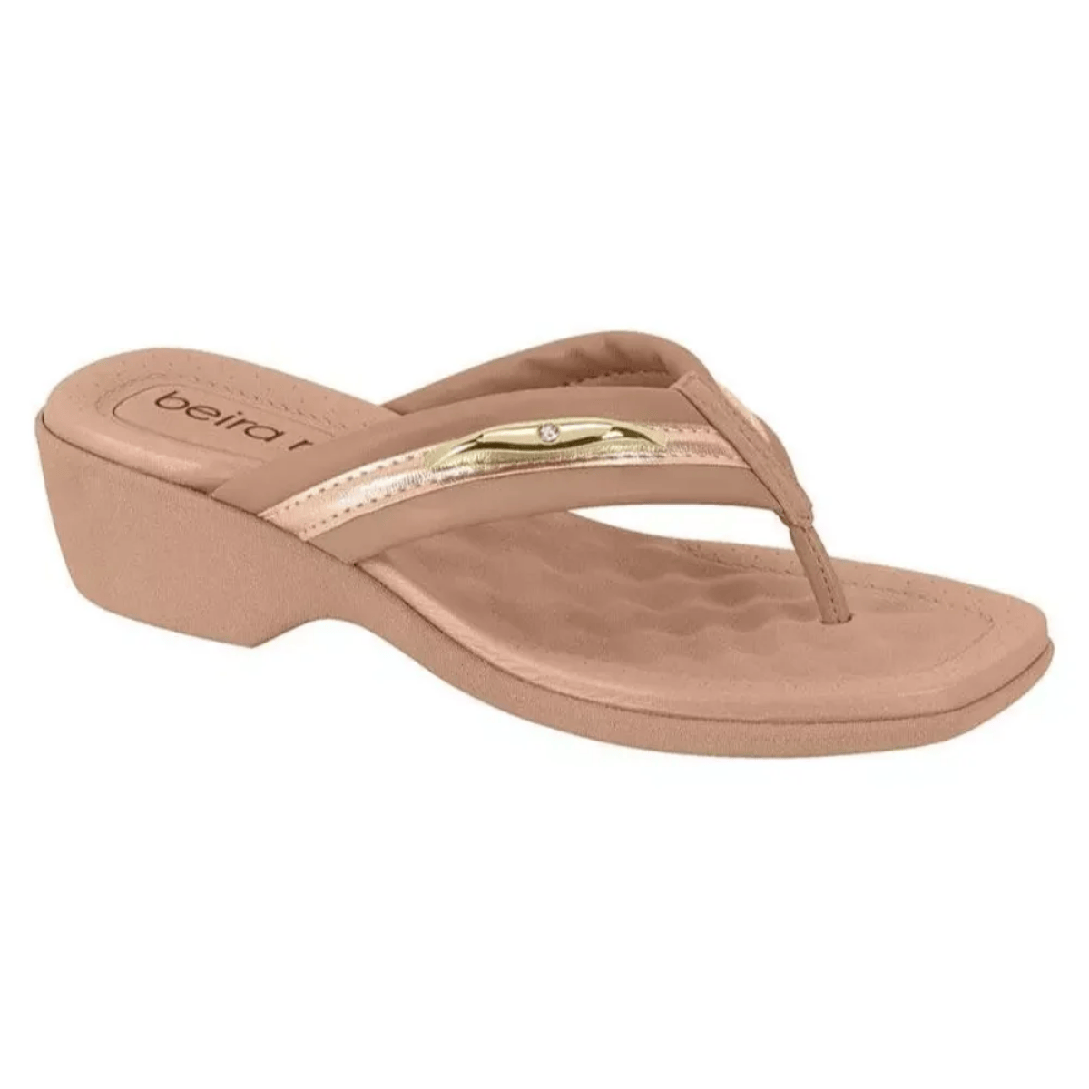 Moleca Tamanco Feminina Nude Ouro Rosado Ortopedica