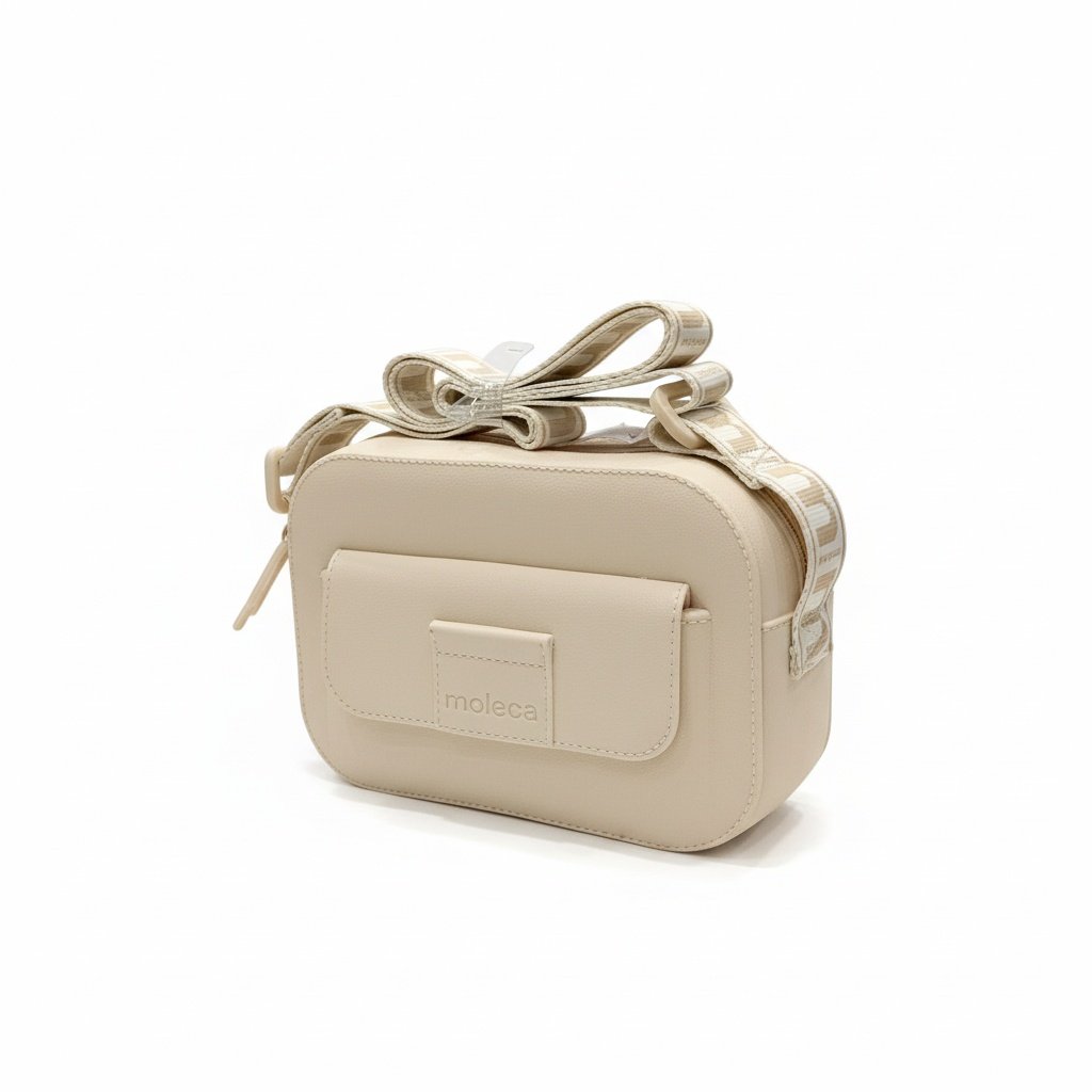 Moleca Bolsa PVC Branco Off Design Urbano Leveza Bege 4