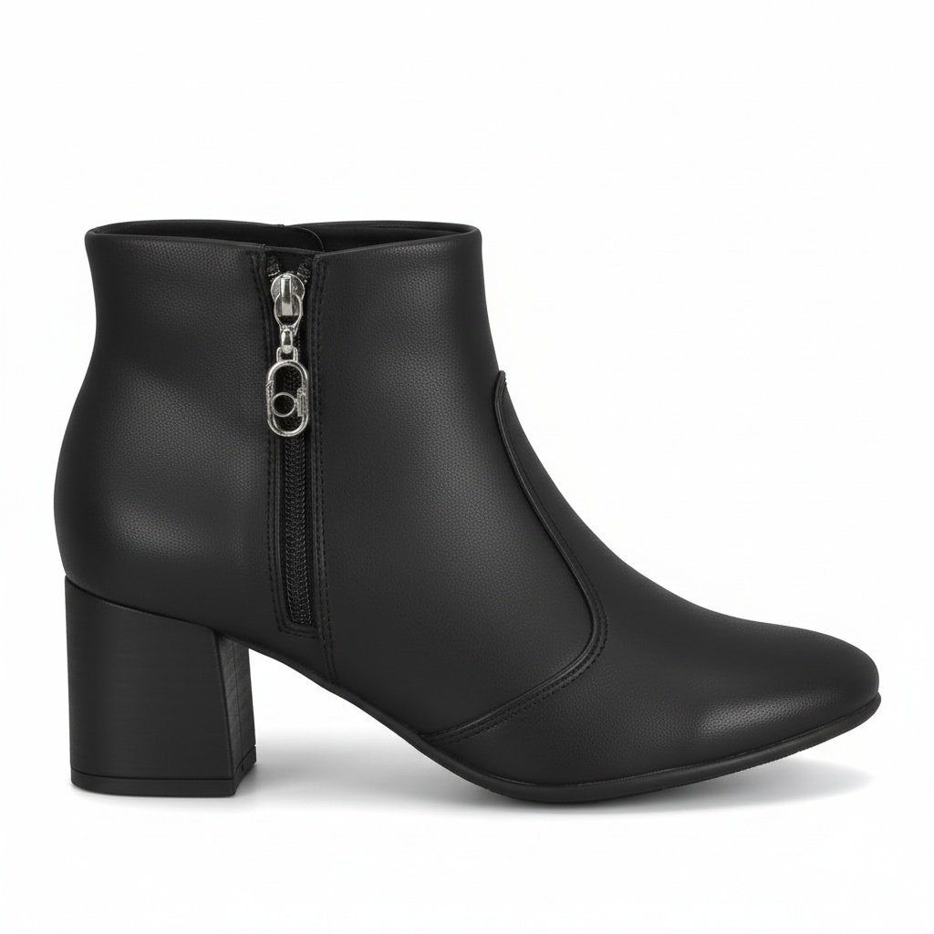 Bota Beira Rio Feminina Napa Preto Ziper Lateral