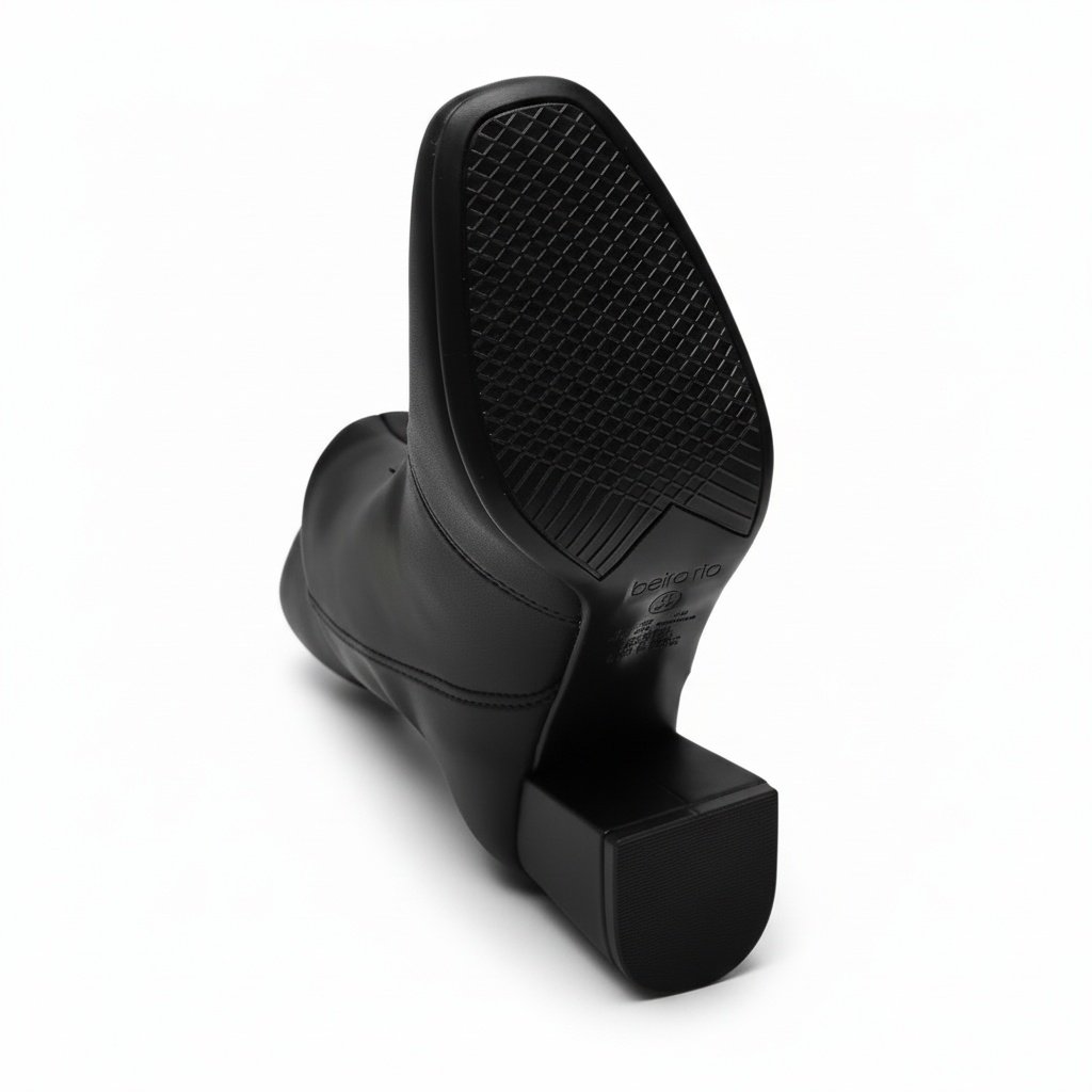 Bota Beira Rio Feminina Napa Preto Ziper Lateral Preto 6