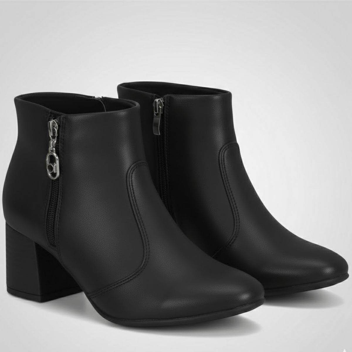 Bota Beira Rio Feminina Napa Preto Ziper Lateral Preto 3