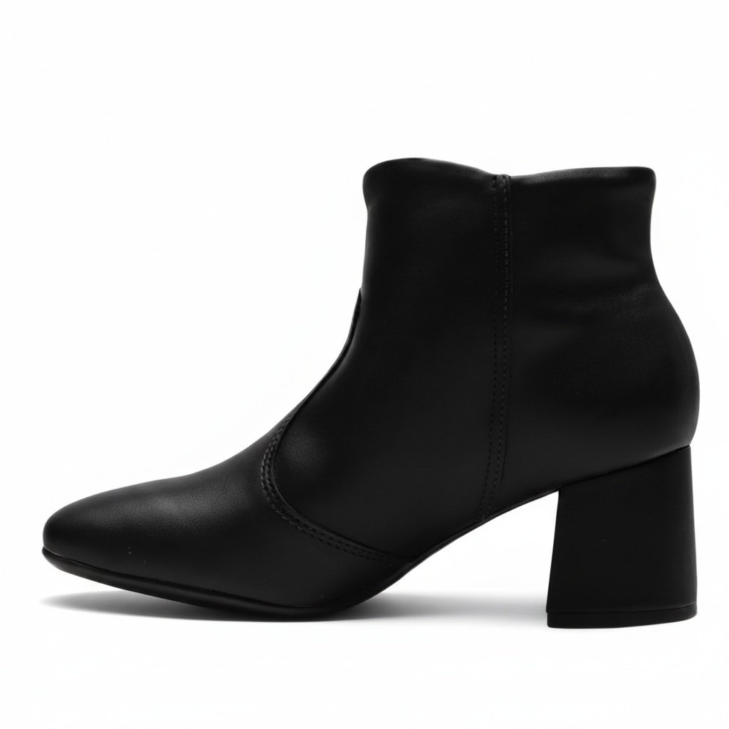Bota Beira Rio Feminina Napa Preto Ziper Lateral Preto 5