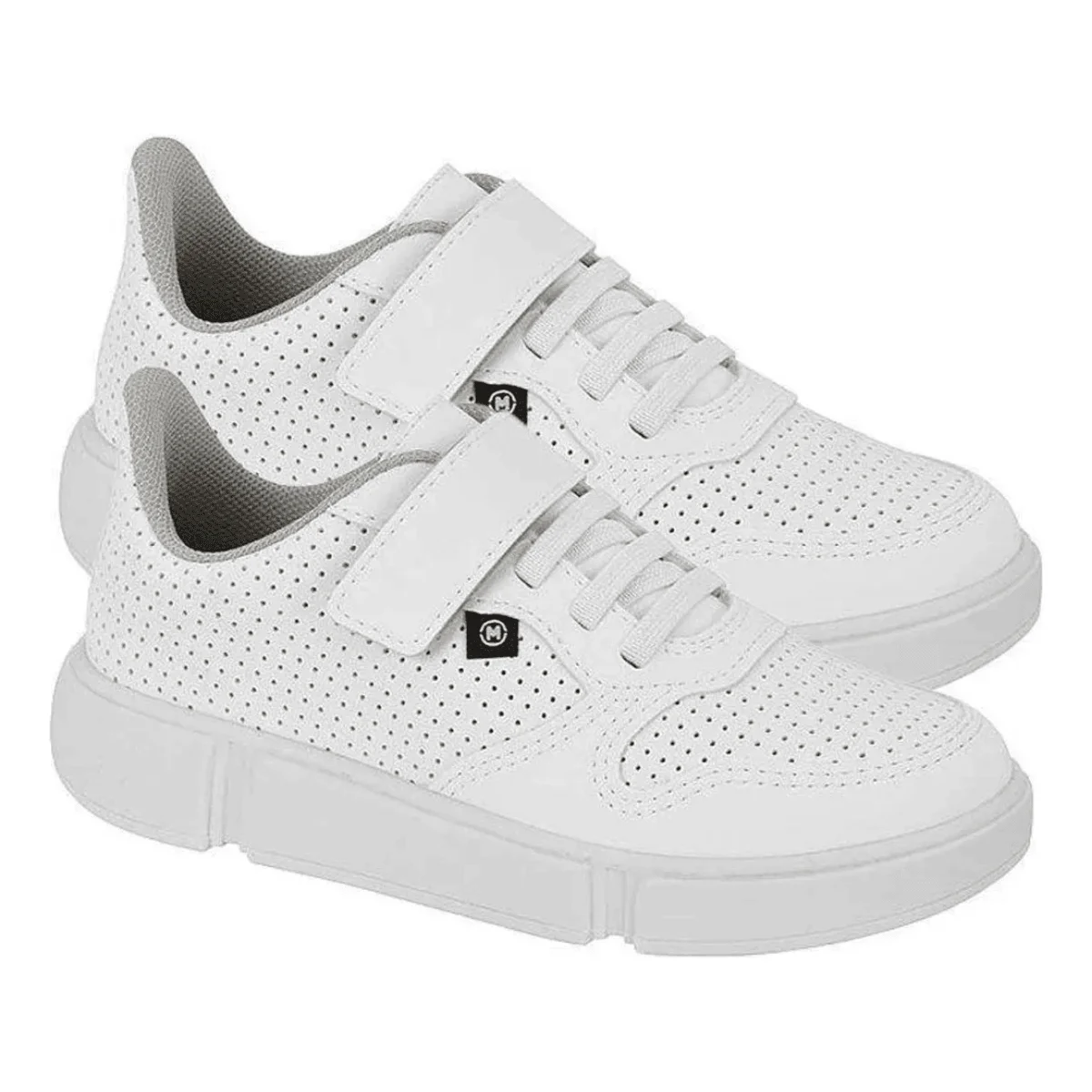 Molekinho Tenis Branco Infantil Meninos Velcro Versatil Branco 4