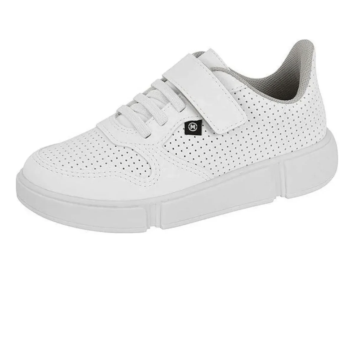 Molekinho Tenis Branco Infantil Meninos Velcro Versatil Branco 5