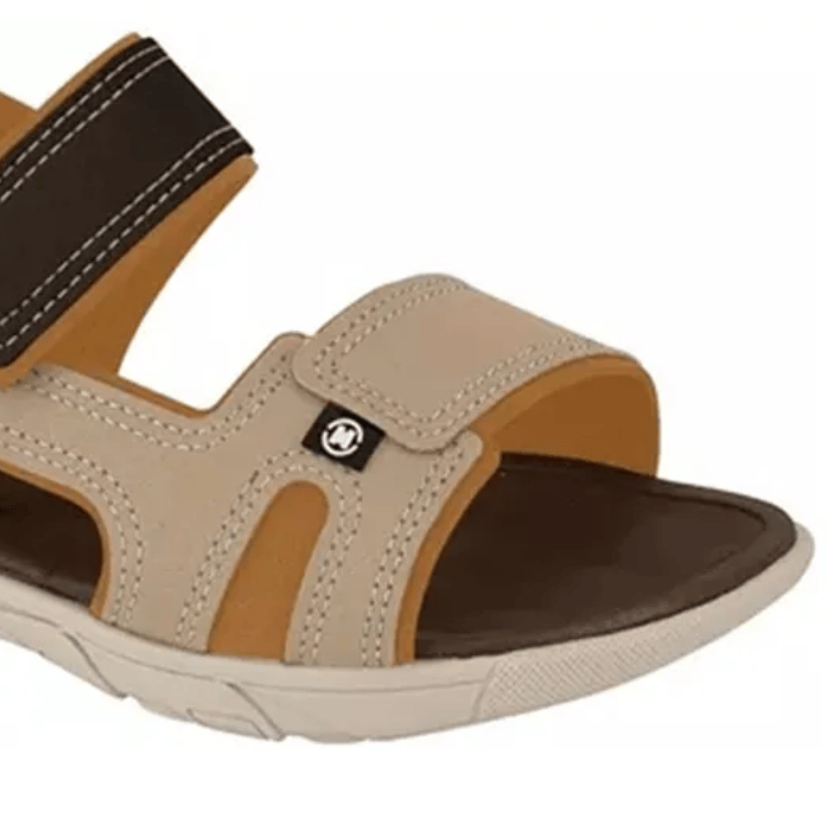 Sandalia Molekinho Infantil Leve Cafe Areia Ajuste Velcro Marrom/Bege 3