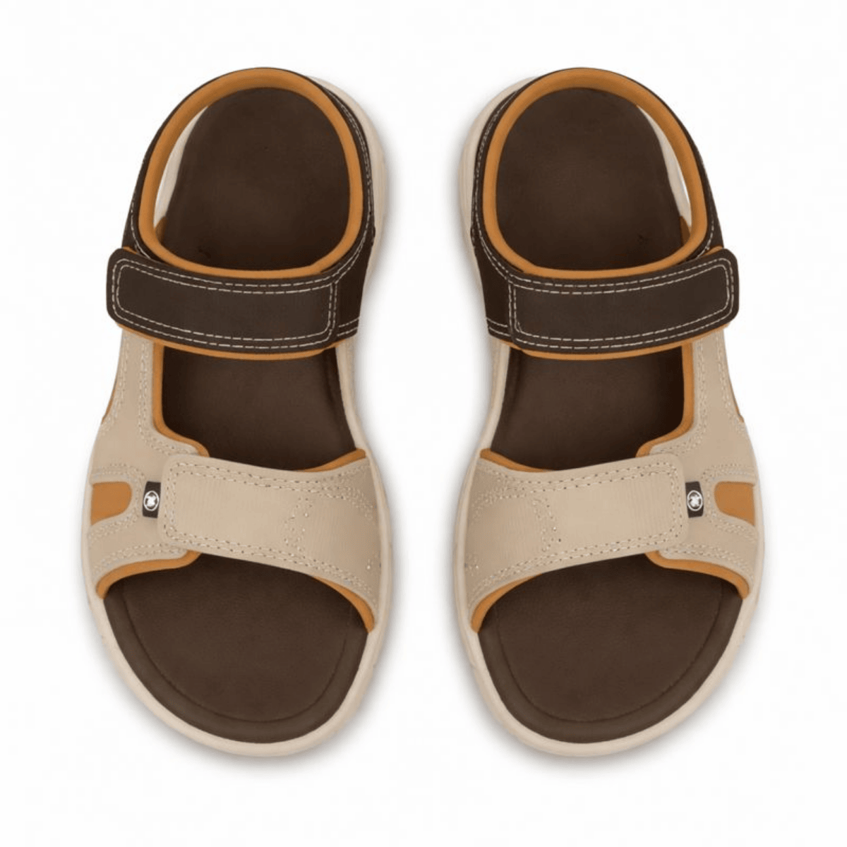 Sandalia Molekinho Infantil Leve Cafe Areia Ajuste Velcro Marrom/Bege 4