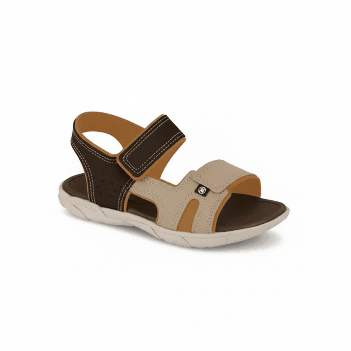 Sandalia Molekinho Infantil Leve Cafe Areia Ajuste Velcro 