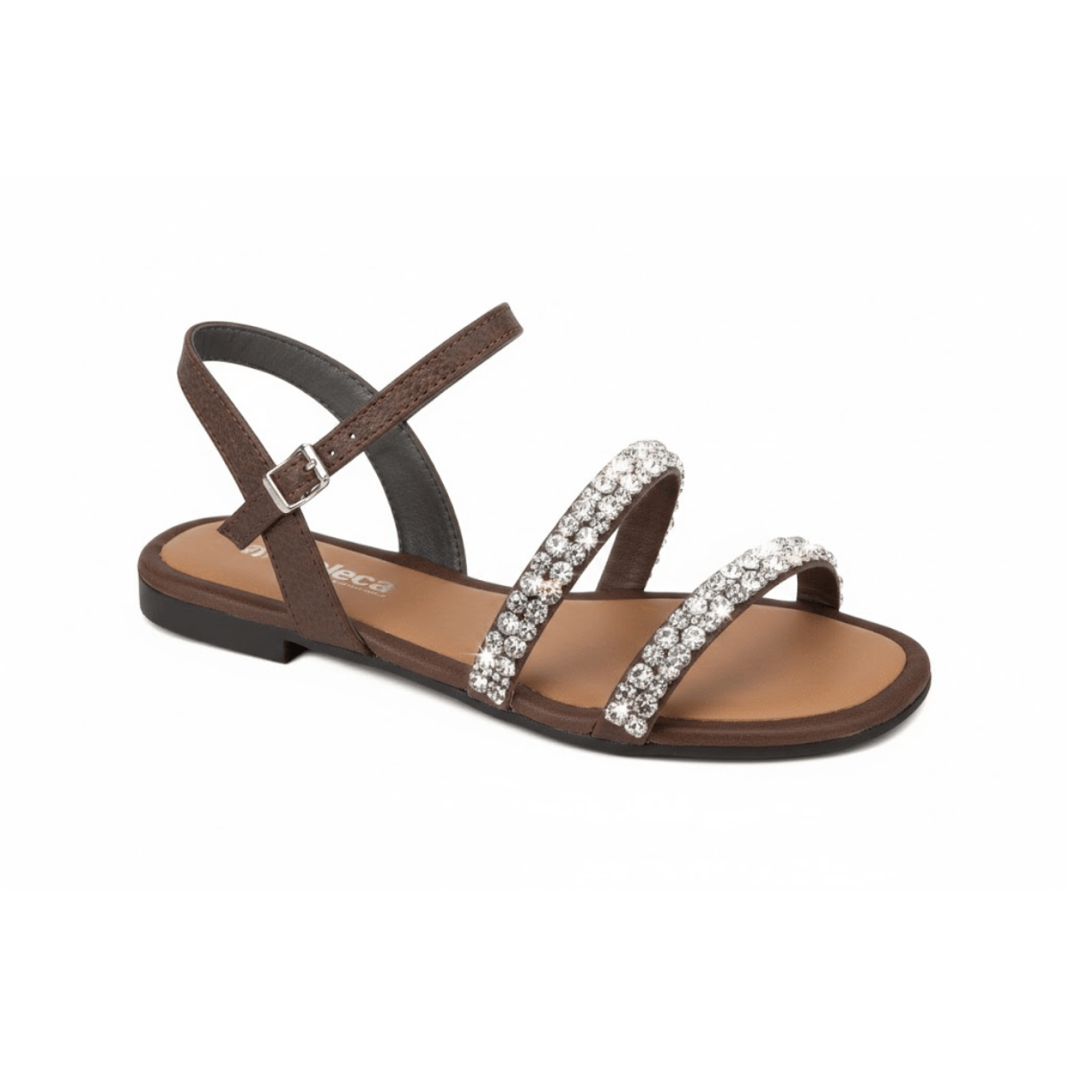 Sandalia Moleca Chocolate Cristal Feminina Versatil 