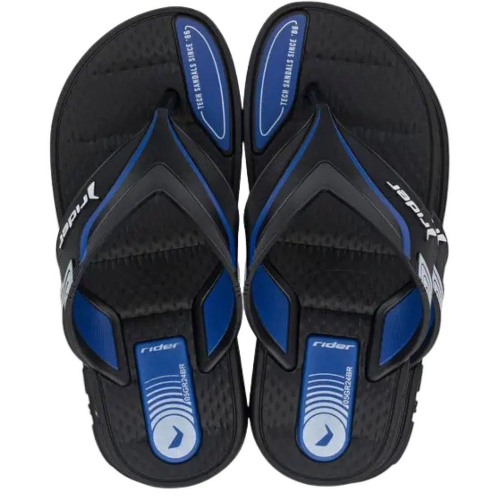 Chinelo Rider Sprint Conforto Para os Meninos Preto e Azul