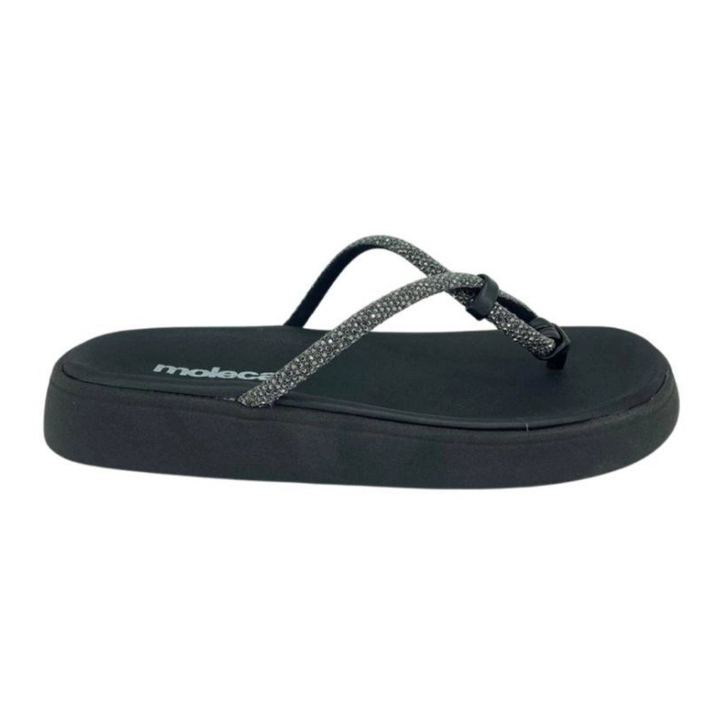 Tamanco Moleca Tiras Brilhantes Diamond Preto