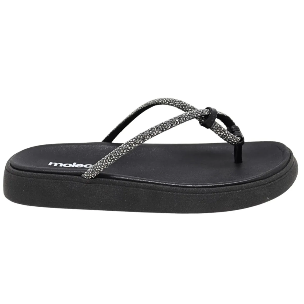 Tamanco Moleca Tiras Brilhantes Diamond Preto Preto 2