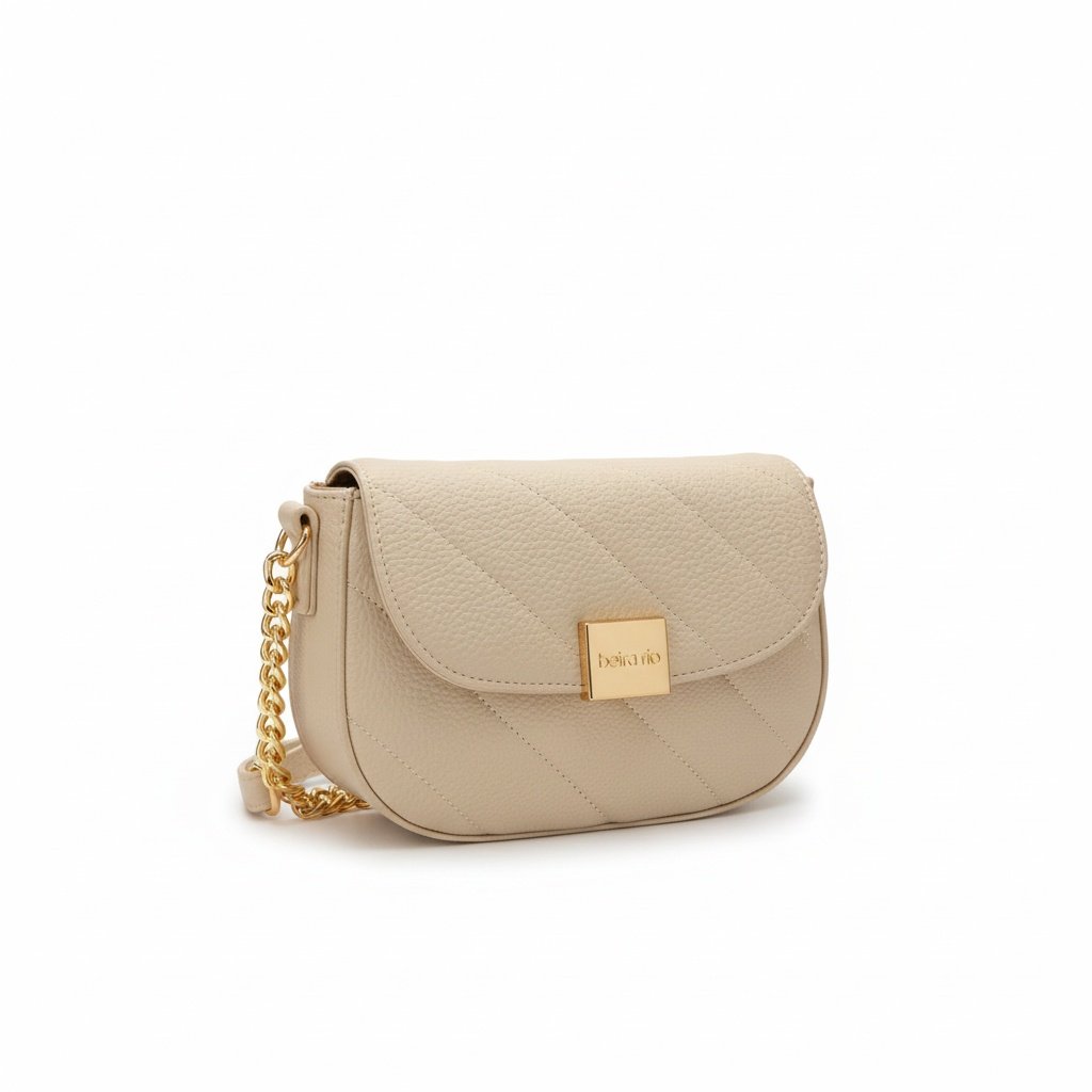 Bolsa Beira Rio Creme Matelasse Elegancia com Alca Corrente Bege 2