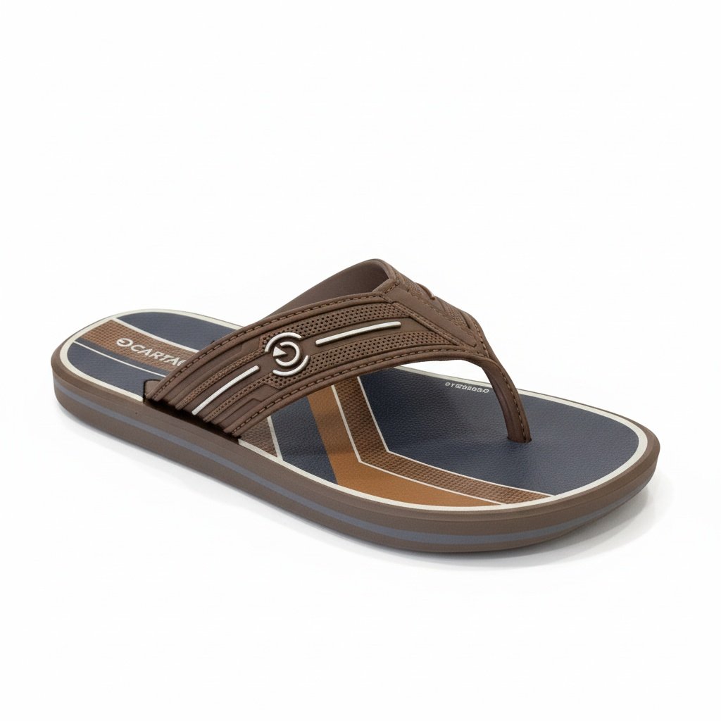Chinelo Cartago Urban Marrom Cinza Meninos Ultraleve