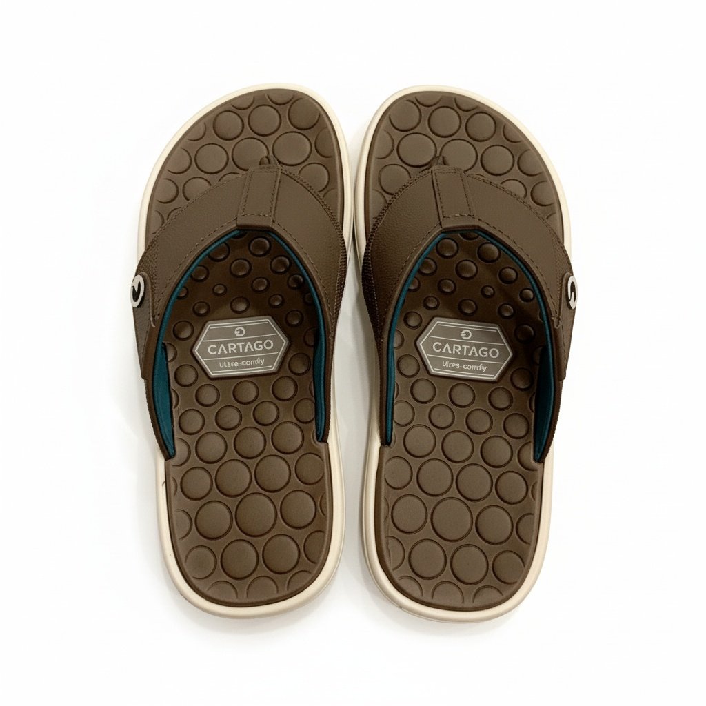 Chinelo Cartago Masculino Bege Marrom Azul Anatomico Marrom 2