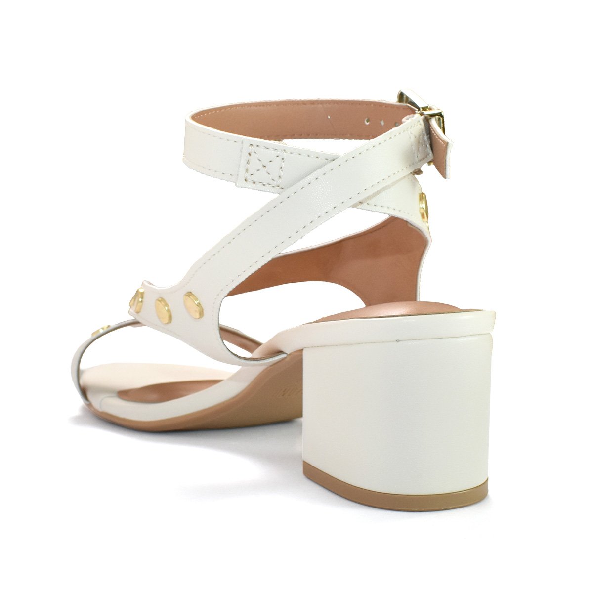 Vizzano Salto Bloco Branco Off Ouro Claro Tachas Modernas Branco 4