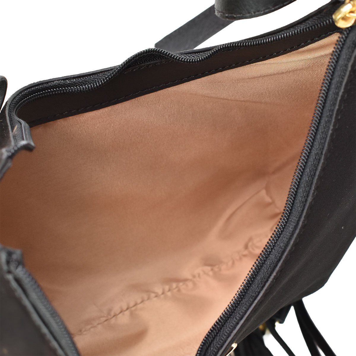 Bolsa Beira Rio Preta Franjas Feminina Estilo Moderno Preto 5