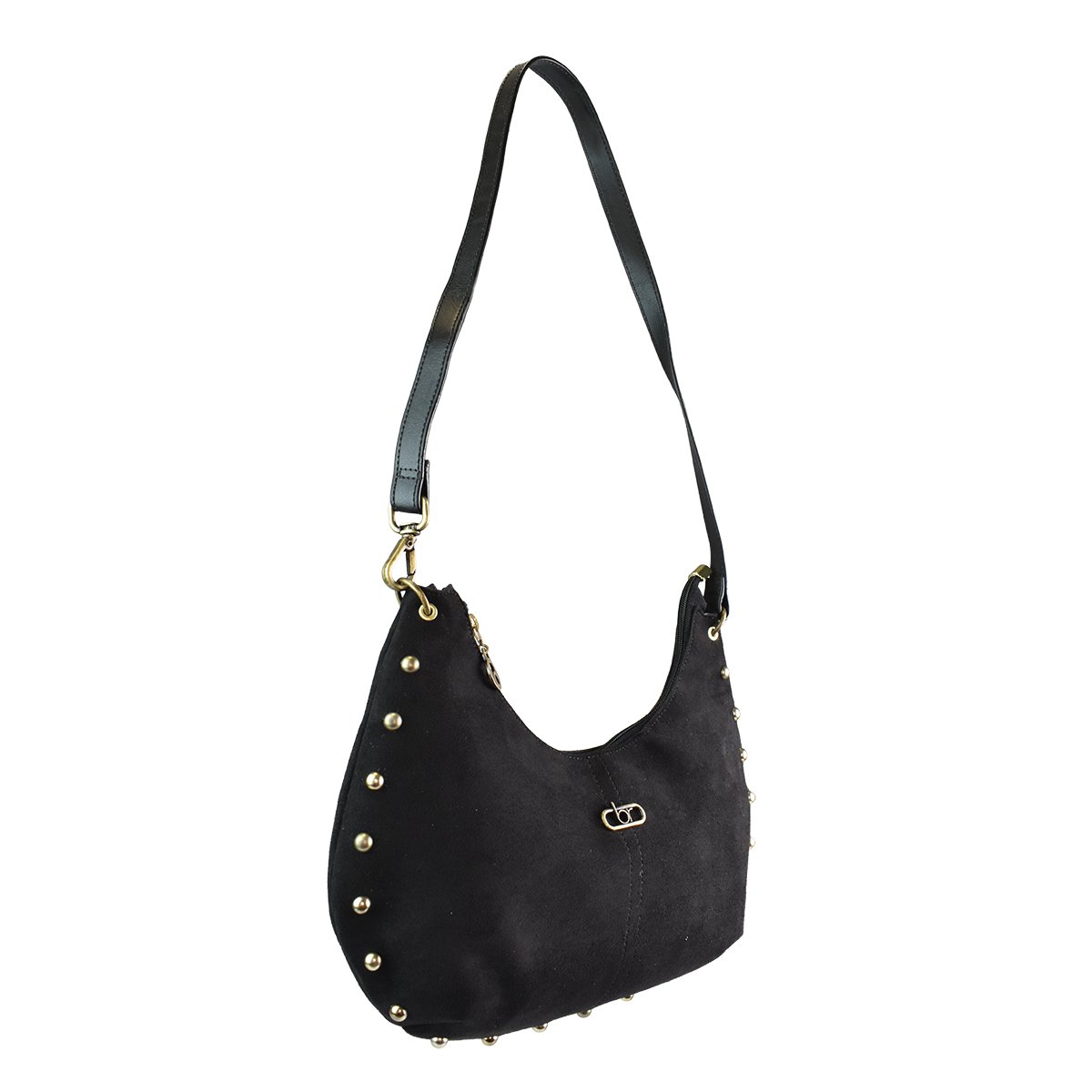 Bolsa Beira Rio Preta Tachas Dourado Alca Ajustavel  Preto 2