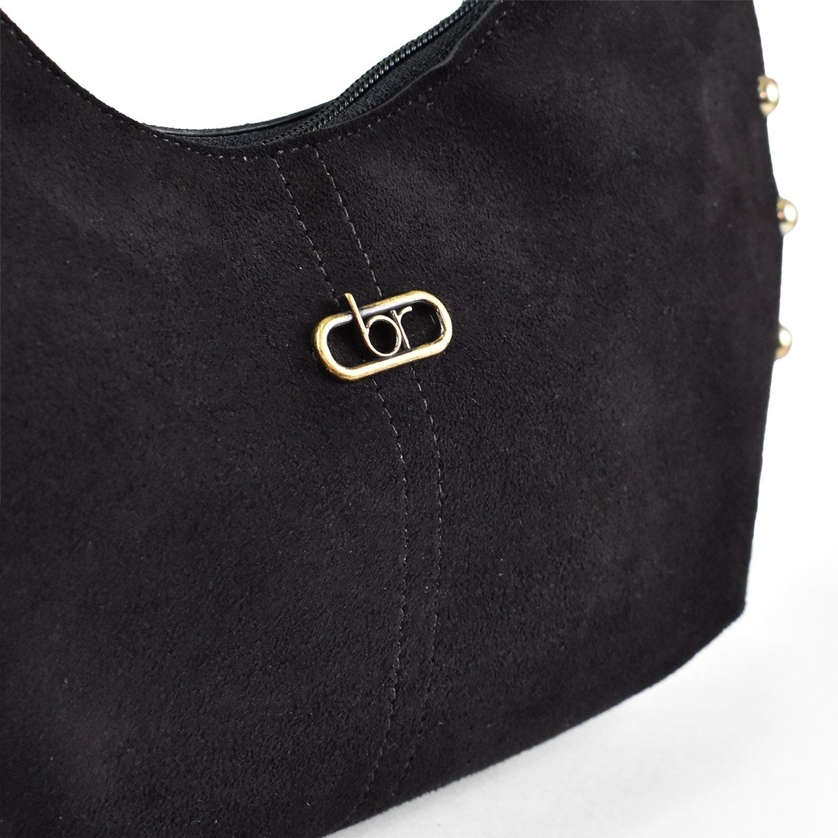 Bolsa Beira Rio Preta Tachas Dourado Alca Ajustavel  Preto 3