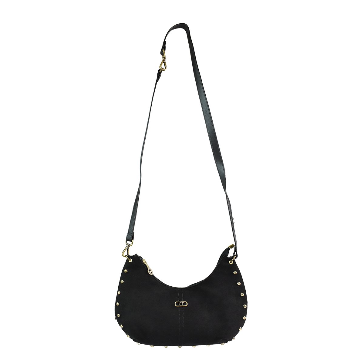 Bolsa Beira Rio Preta Tachas Dourado Alca Ajustavel  Preto 4