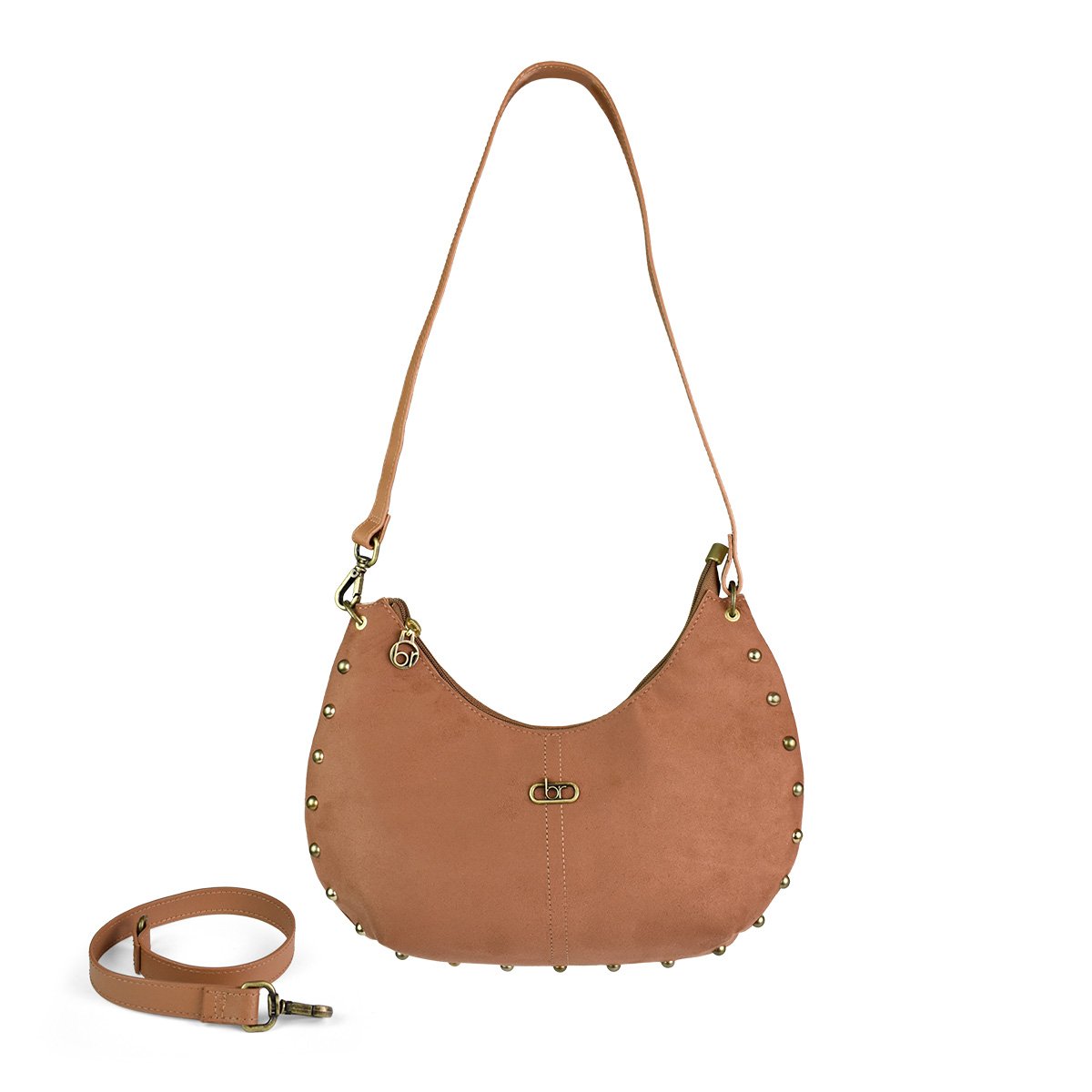 Bolsa Beira Rio Camurca Ambar Tachas Elegantes Feminina