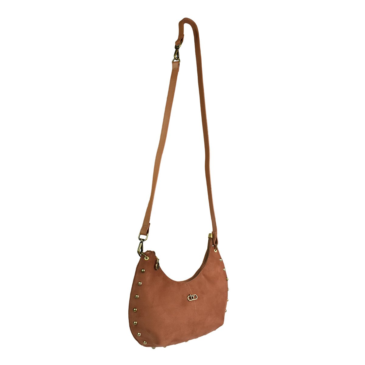 Bolsa Beira Rio Camurca Ambar Tachas Elegantes Feminina Marrom 3