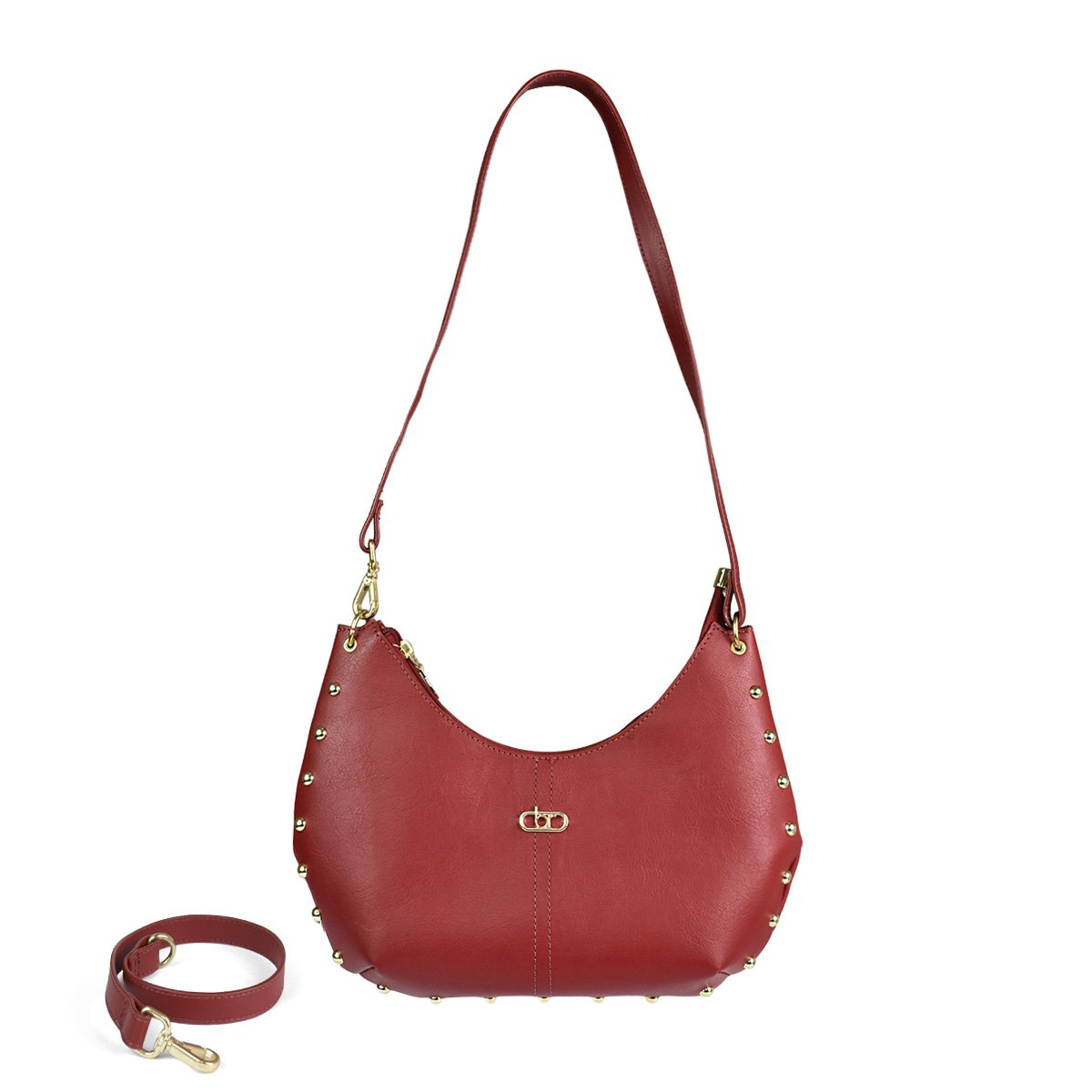 Bolsa Beira Rio Cherry Detalhes Dourados Sofisticados